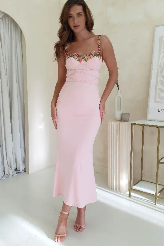 Midi dresses with button - front designs for a classic touch Rowan Bodycon Maxi Dress | Baby Pink Midi dresses with button - front designs for a classic touch Rowan Bodycon Maxi Dress | Baby Pink