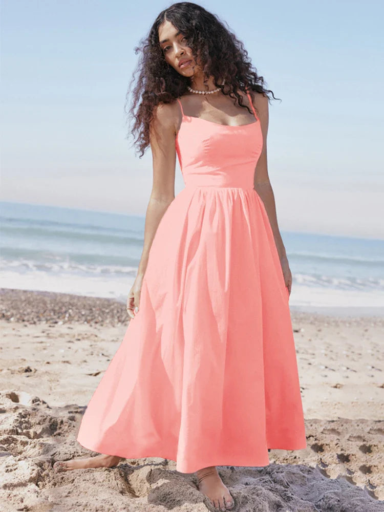 A - line midi dresses with floral prints for spring brunches A-line Backless Nightclub Spaghetti Strap Summer Elegant Long Midi Dress A - line midi dresses with floral prints for spring brunches A-line Backless Nightclub Spaghetti Strap Summer Elegant Long Midi Dress