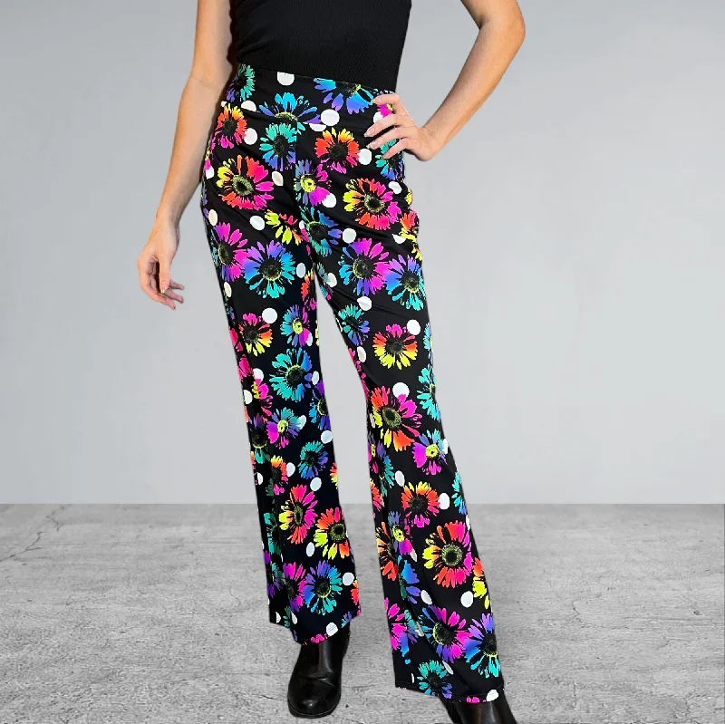 Electric Daisy Polka Dot Neon Wide Straight Leg Relaxed Fit Pants