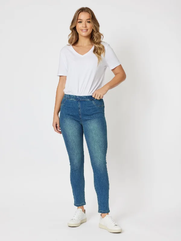 Threadz The High Rise Slim Leg Stretch Jean Blue