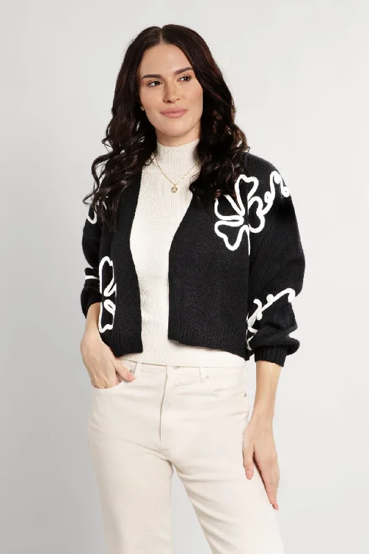 Cropped Floral Cardigan Squiggle