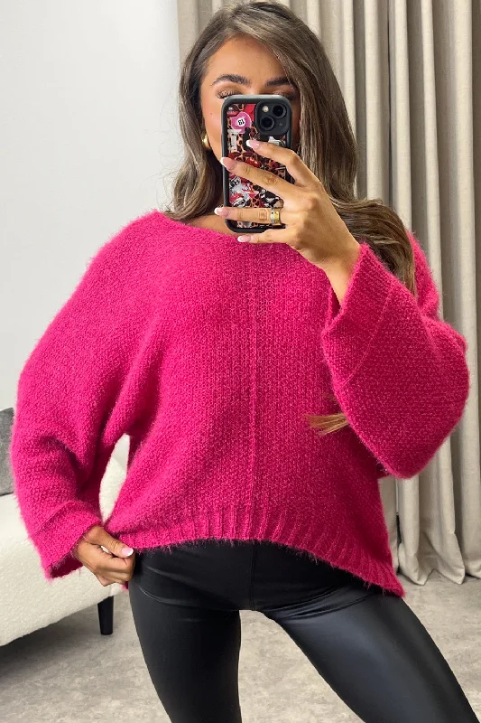 Ebonie Pink Slouchy Knit Jumper