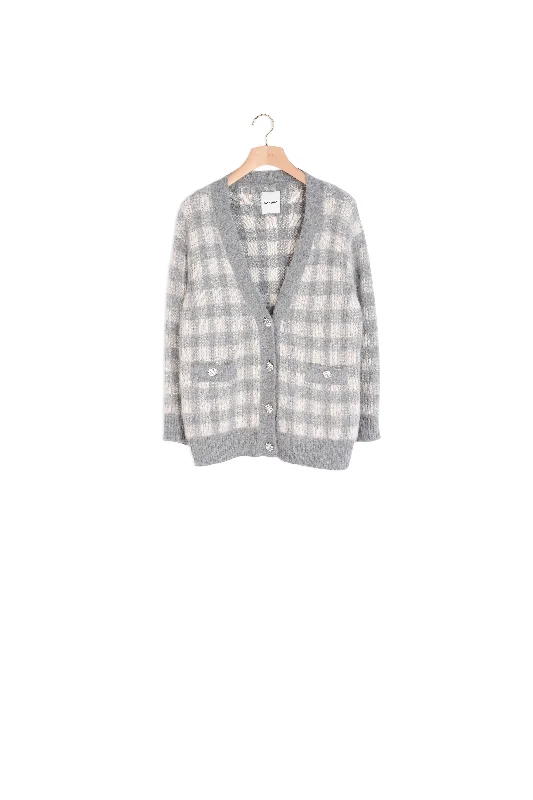 Cardigan jacquard carreaux