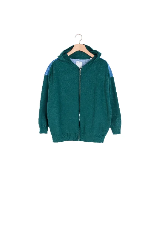 Cardigan hoodie bi-matière