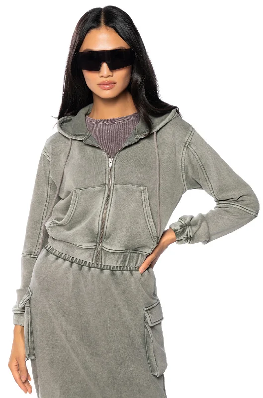 HURRICANE CROPPED ZIP UP HOODIE