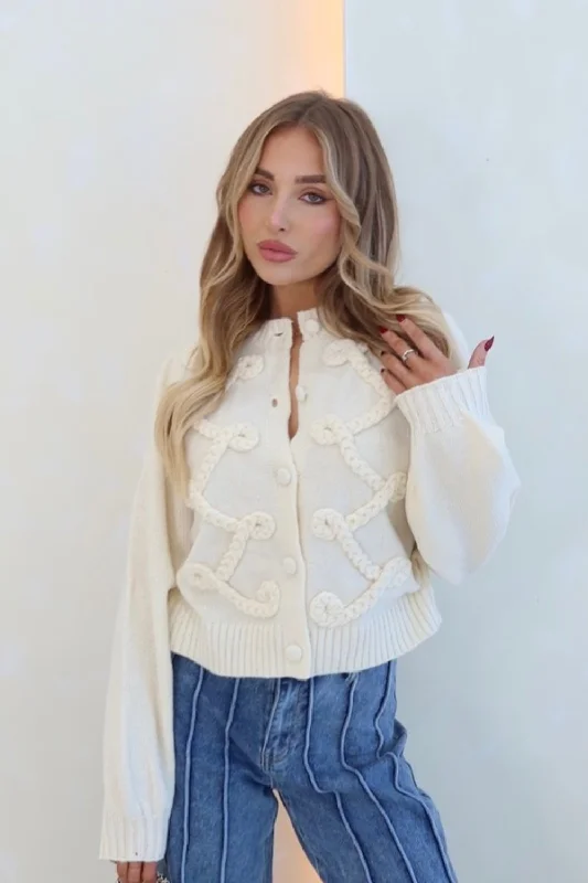 Larnie cream knit cropped cardigan