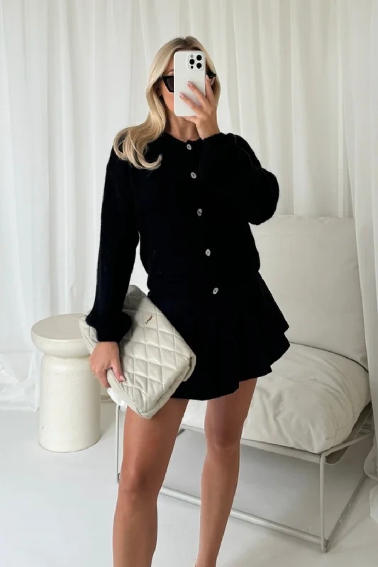 Susie black knit button up cardigan