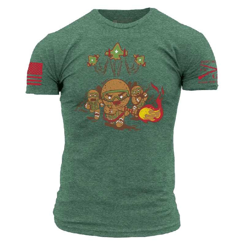 Battle Gingerbread Men's T-Shirt - Heather Forest Green