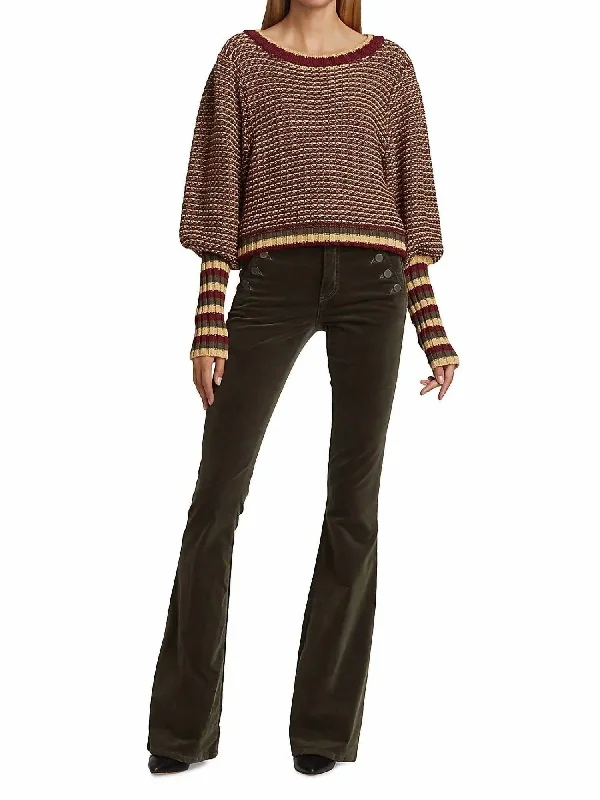 Hadar Sweater In Bordeaux Olive Butterscotch