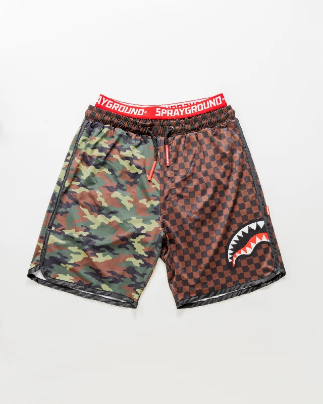 Sprayground Swimsuit CHECKS & CAMOUFLAGE SWIM SHORTS Brown