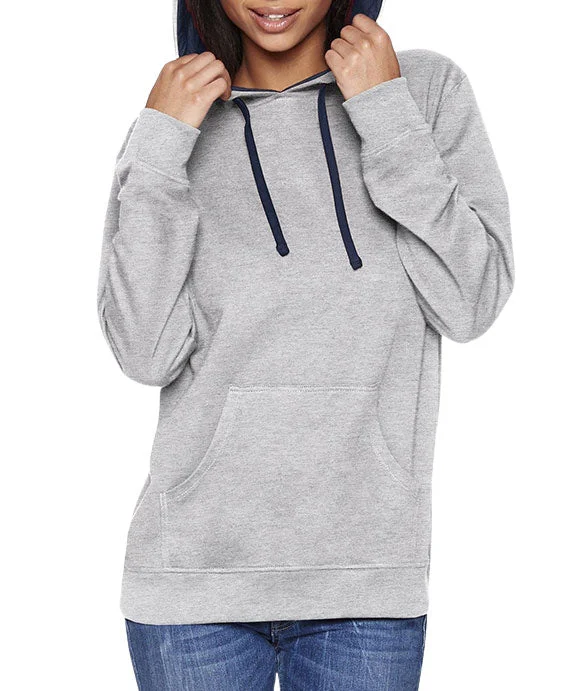 9301 - Next Level Adult French Terry Pullover Hoodie | Heather Grey/Midnight Navy