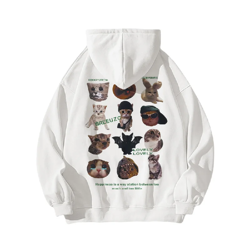 Cartoon Anime Cat Print Hoodie