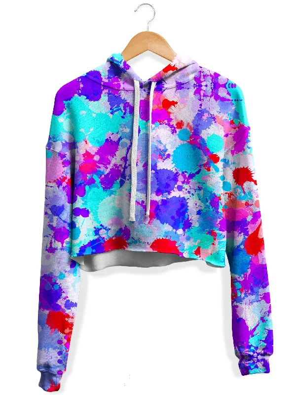 Cherry Frost Paint Splatter Fleece Crop Hoodie