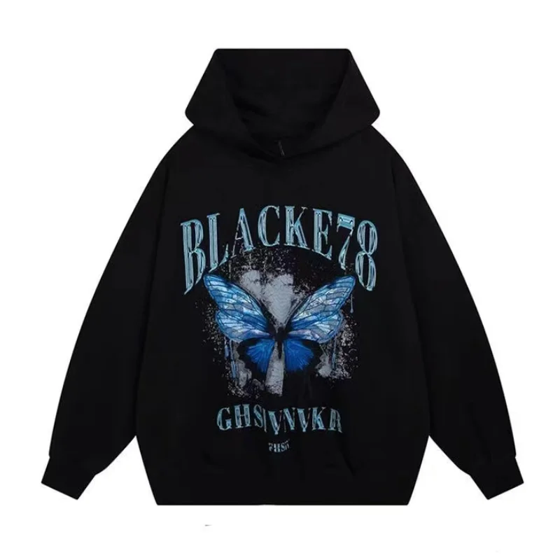 High Street Dark Butterfly Print Hoodie