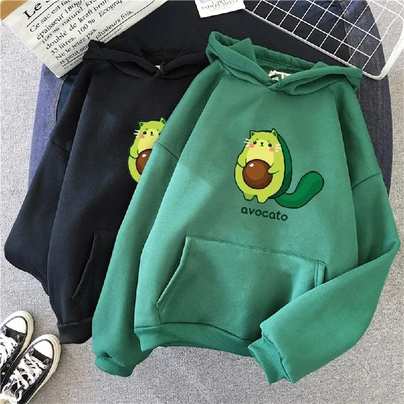 Kawaii Avocato Cat Sweatshirt Hoodie - Purr-fectly Adorable! ??