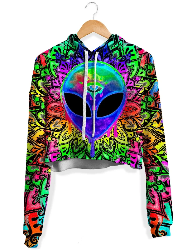 Psy Alien Purple Fleece Crop Hoodie