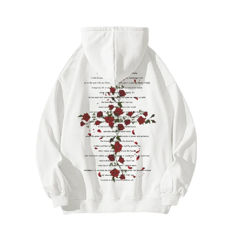 Rose Cross Print Hoodie