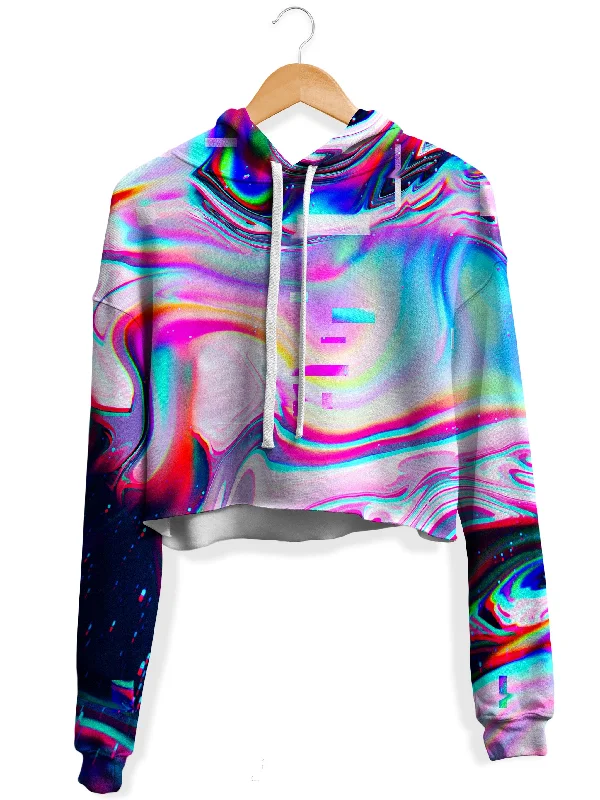 Simulation Break Fleece Crop Hoodie