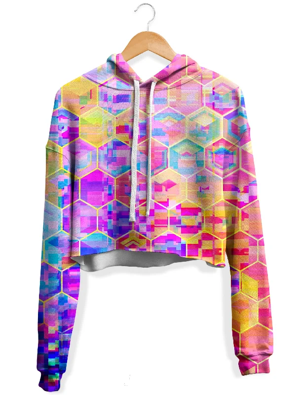 Spectral Cubes Fleece Crop Hoodie