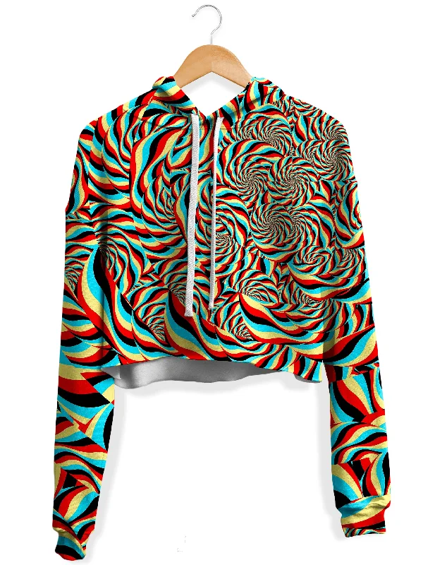 Trippy Swirl Fleece Crop Hoodie