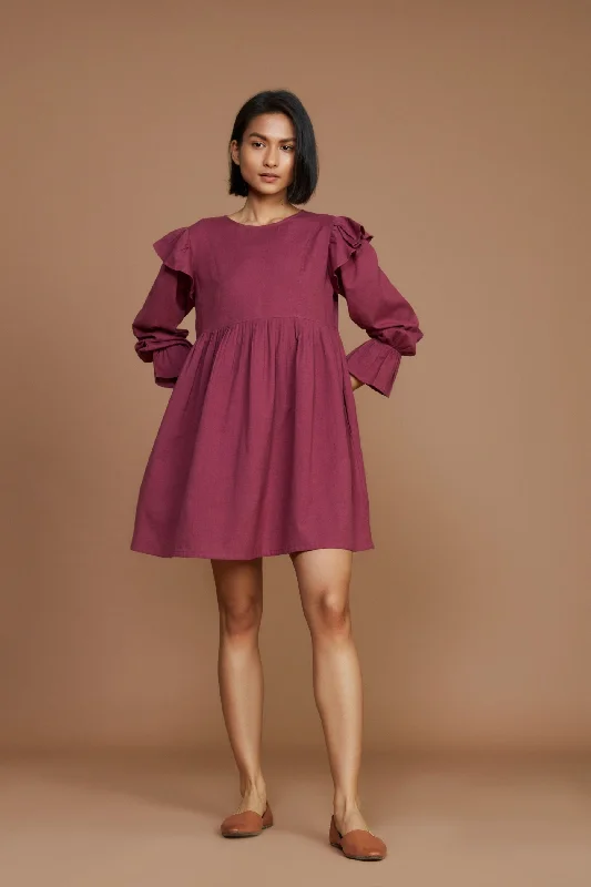 Ball Gown Women Dress with a Full Skirt for a Princess - like Look Ball Gown Women Dress with a Full Skirt for a Princess - like Look Baliza Mauve Short Dress