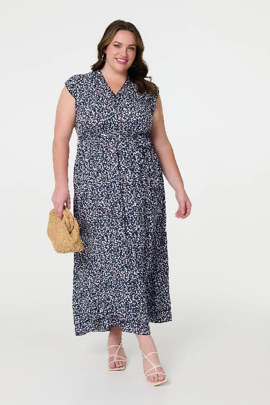 Ditsy Floral Frill Hem Maxi Dress