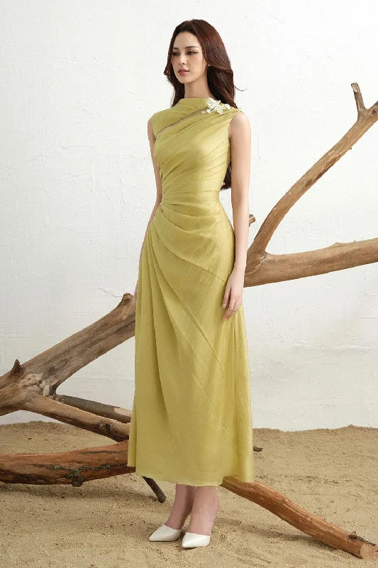 Dona A-line Sleeveless Silk Chiffon Floor Length Dress