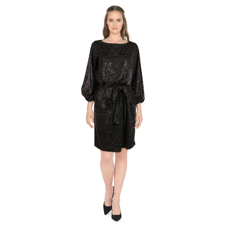 lily morgan Women's Belted Shimmer Dress