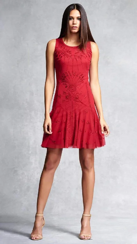 Aidan Mattox - Embroidered Mesh Drop Waist Short Dress 54473380