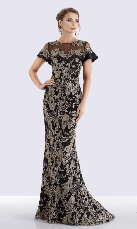 Feriani Couture - 18659 Embroidered Illusion Ruffled Evening Dress