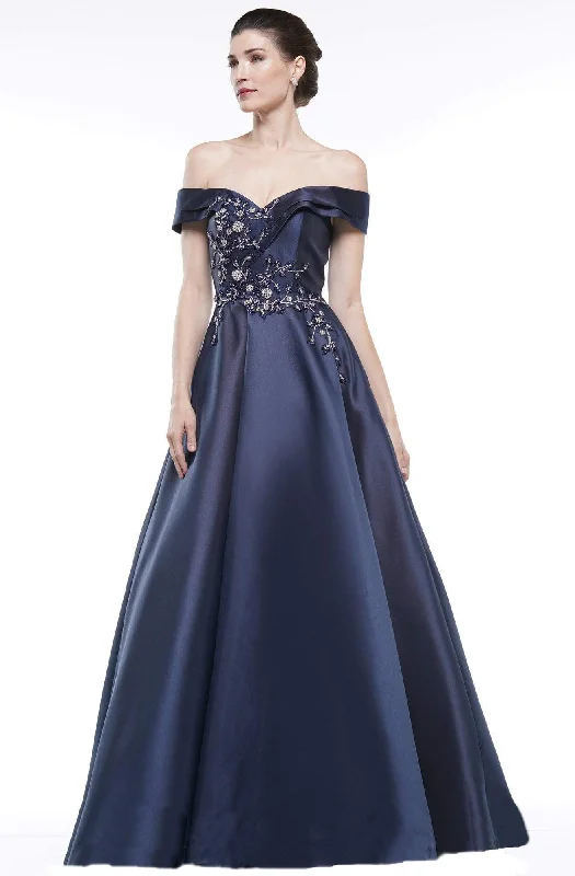 Marsoni by Colors - MV1008 Floral Beaded Surplice Off Shoulder Gown