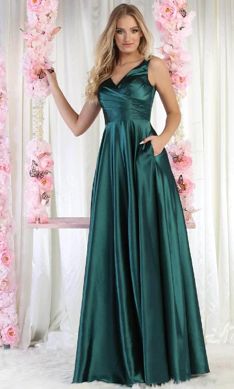 May Queen MQ1994 - V-Neck Lace-Up Back Prom Gown