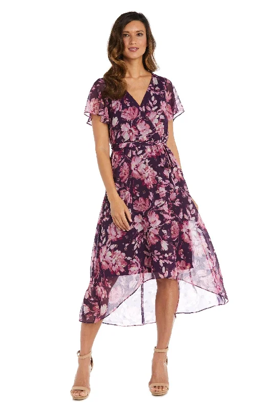 R&M Richards 9500 High Low Floral Chiffon Dress