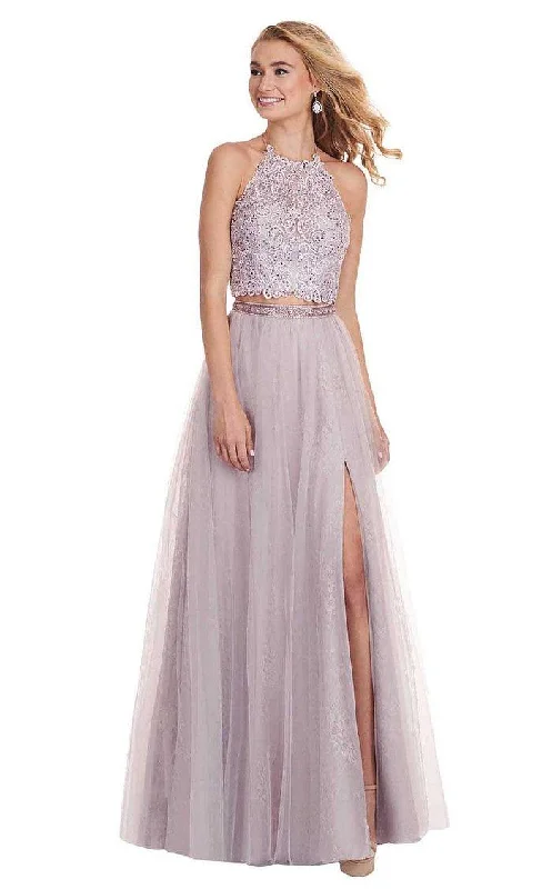 Rachel Allan Prom Long Halter Two Piece Dress 6437