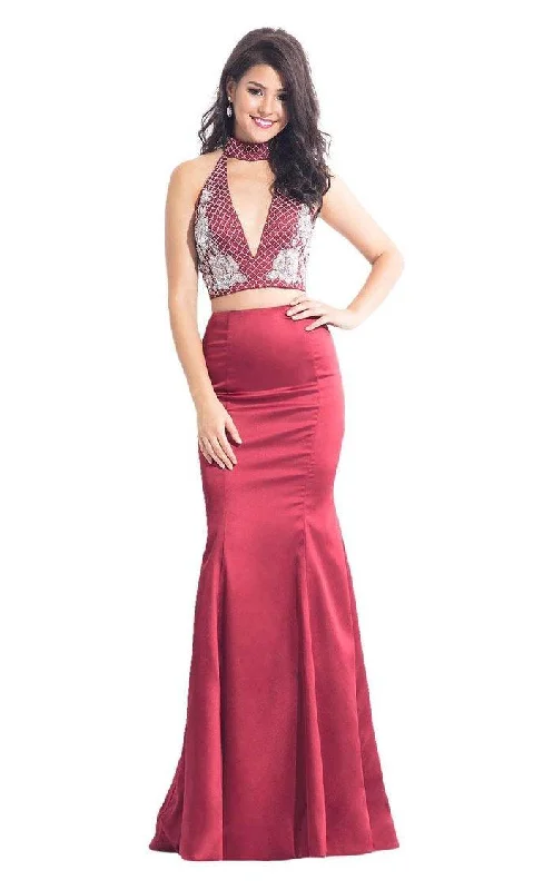 Rachel Allan Prom Two Piece Long Halter Dress 6030