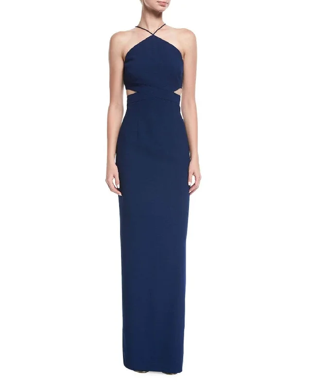 Aidan Mattox - MN1E202134 Halter Crepe Cutout Column Evening Gown