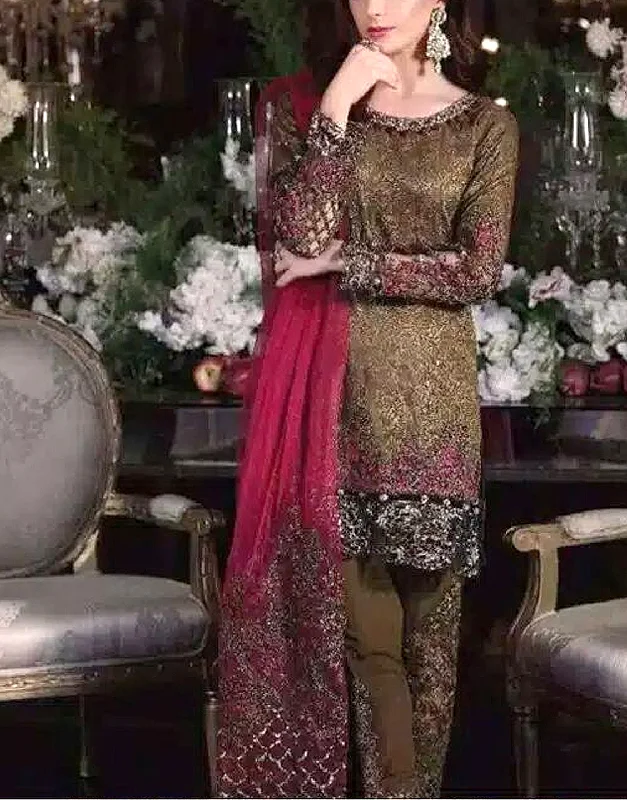 Embroidered Chiffon Wedding Dress 2024 with Embroidered Net Dupatta (DZ15504)