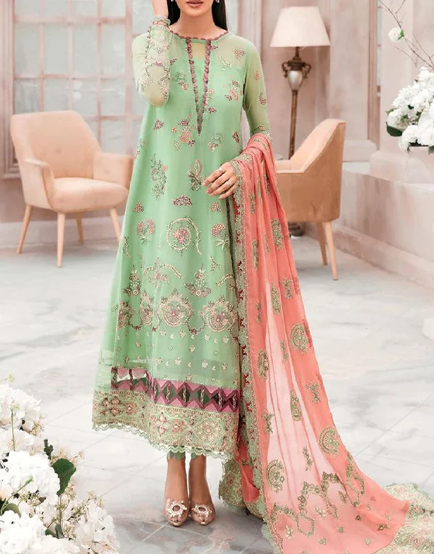 Handwork Heavy Embroidered Chiffon Wedding Dress 2024 (DZ15522)