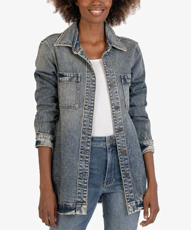 Joni Shirt Jacket In Adore Wash