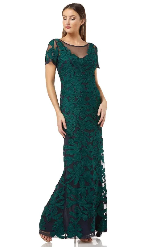 JS Collections - 866747 Illusion Neckline Soutache Long Sheath Gown