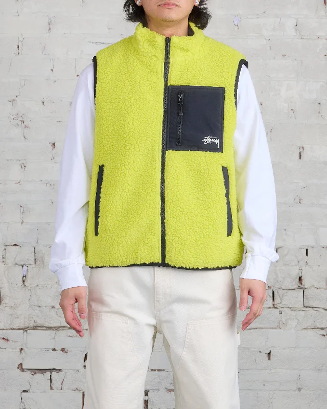 Stussy Sherpa Reversible Vest Lime