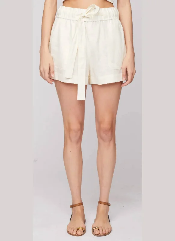 Barrett Tie Waist Linen Shorts In Natural