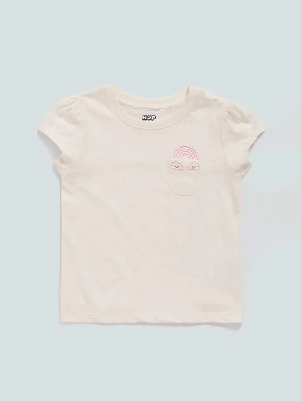 HOP Kids Off White Printed T-Shirt