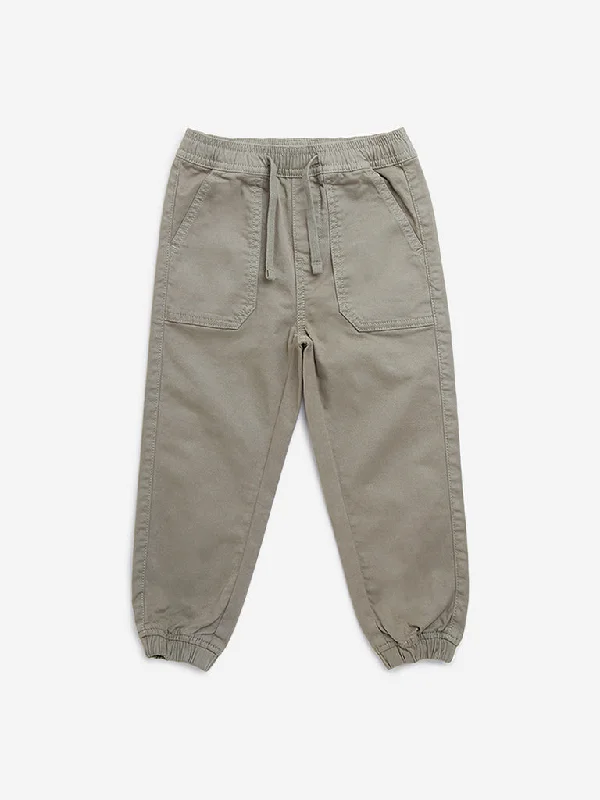 HOP Kids Sage Solid Mid-Rise Cotton Blend Joggers