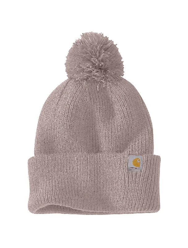 106003 - Women's knit pom-pom cuffed beanie - Mink