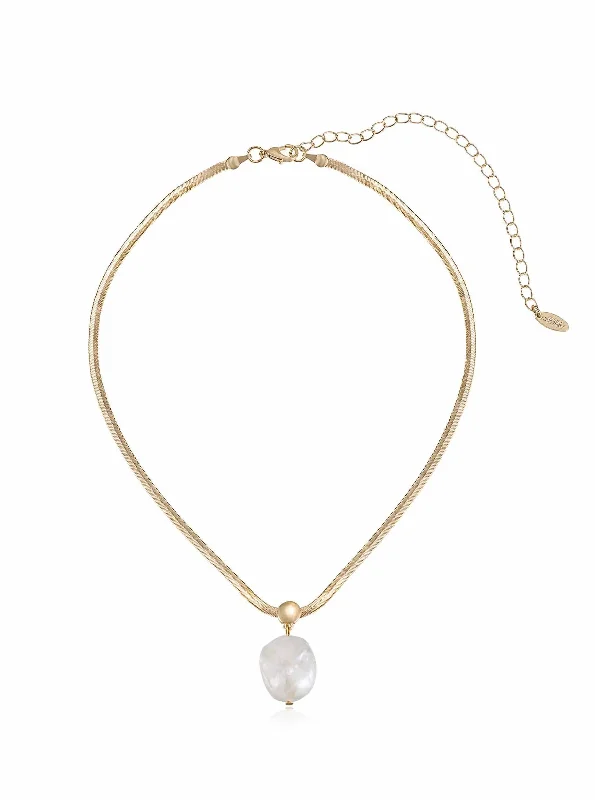 18K Gold Plated Baroque Pearl Pendant Necklace