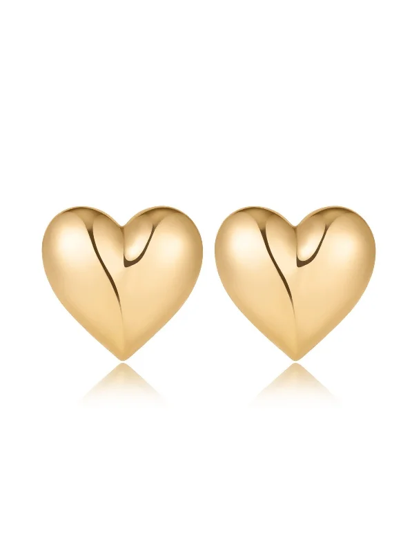 18k Gold Plated Heart Stud Earrings