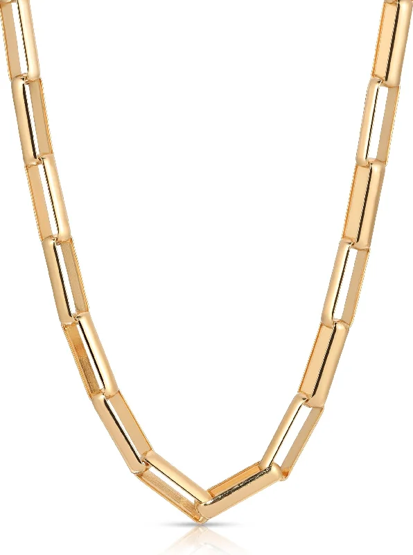 18k Gold Plated Rectangular Link Necklace