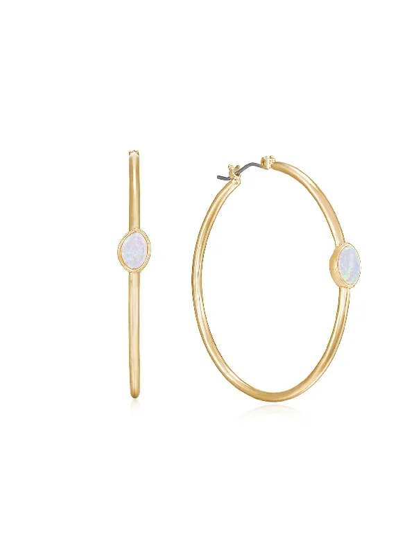 A Drop of Opal Hoop 18k Gold Plated Earrings