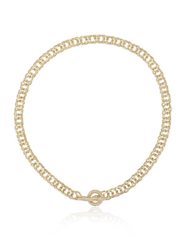 All About Chain Crystal 18k Gold Plated Necklace